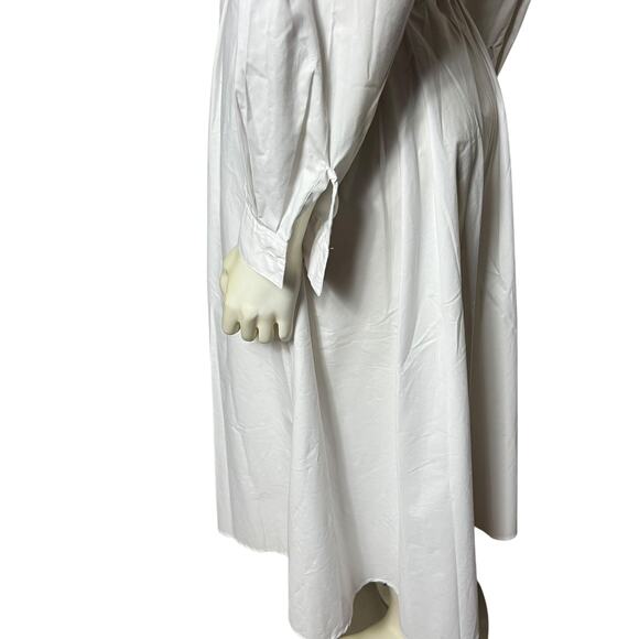 Ms. Chaus White Cotton Blend Shirt Dress Utility Style Midi with Belt Size 14 - Picture 5 of 11